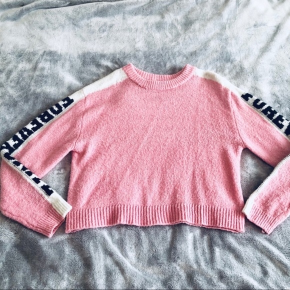 H&M Pink Crew Neck Forever Unite High Low Sweater - Picture 3 of 7